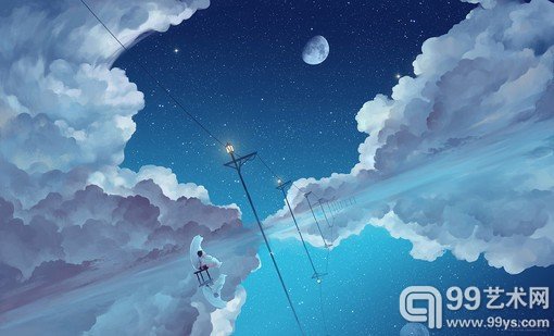 美轮美奂星空星河的唯美二次元场景插画 美到你心里
