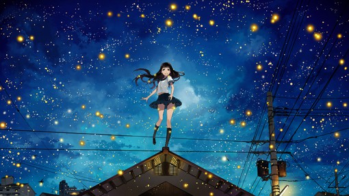 美轮美奂星空星河的唯美二次元场景插画 美到你心里