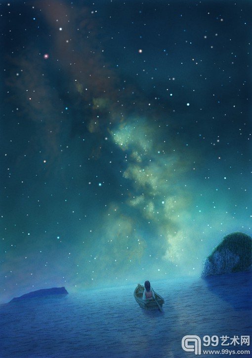 美轮美奂星空星河的唯美二次元场景插画 美到你心里