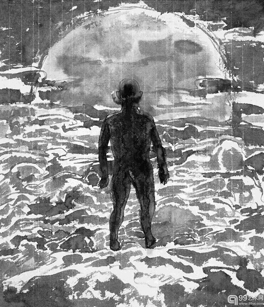 方力钧 水墨之二十三 2004年 43×37cm