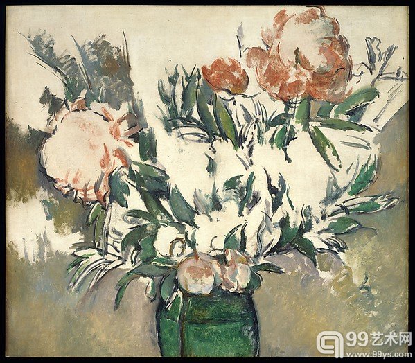绿罐子里的牡丹花束，塞尚，1989