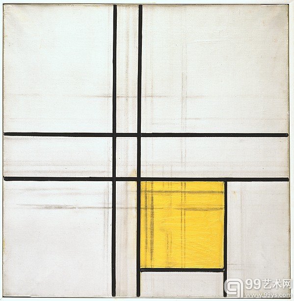 双线和黄色的组合，蒙德里安，1934