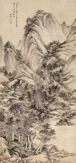 王鉴 仿巨然清溪待渡图