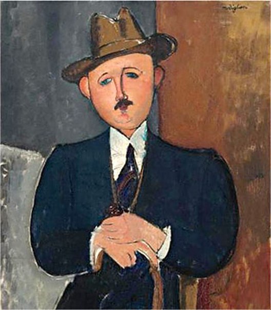 迪里亚尼(Amedeo Modigliani)《持拐杖的男人》