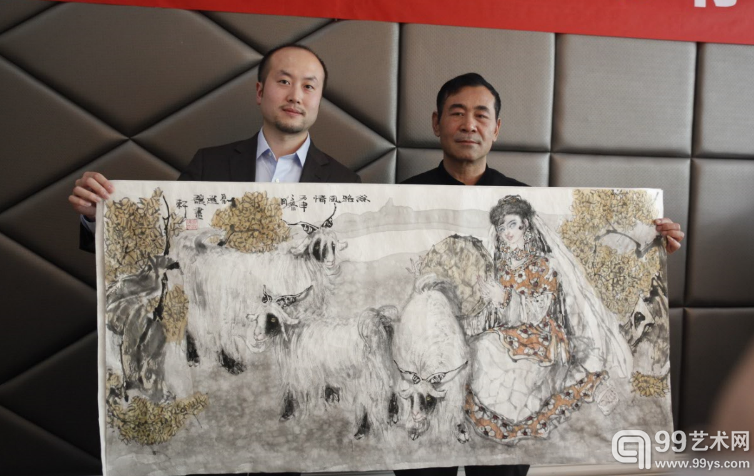 著名画家刘选让为国艺金服创作《丝路风情》