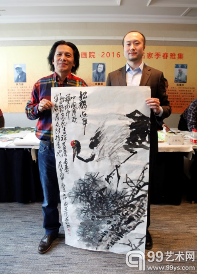 著名画家庄毓聪为国艺金服创作《松鹤延年图》