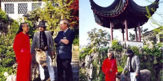【孔子日记】今年正好是温哥华的中山园林建成叁拾周年。温哥华的中国园林仍旧记忆犹新，图片记载了谷文达当时牵着西西里种毛驴采访了加拿大著名中国学者，西门菲莎大学教授、曾经加拿大驻中国文化参赞王健先生的故事(照片来自网易新闻)