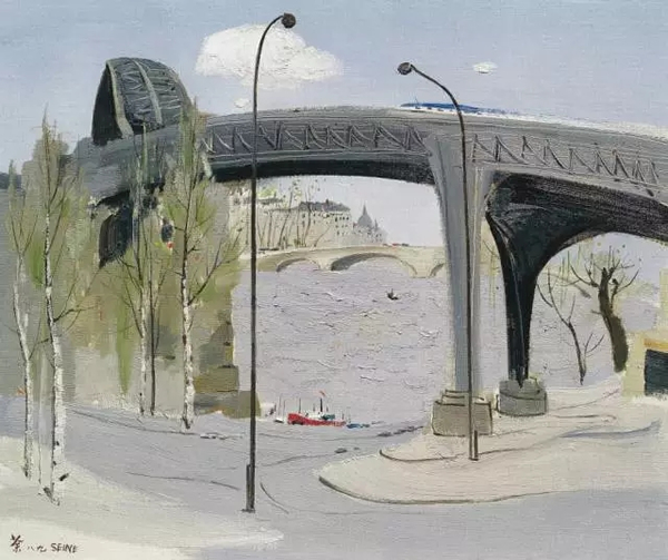 吴冠中 塞纳河桥 布面油画 61x73cm 1989年