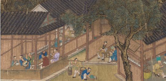 　　这幅十九世纪初的瓷器制作工艺手卷画展现了采用油墨在丝绸上绘制的瓷器制作工艺。