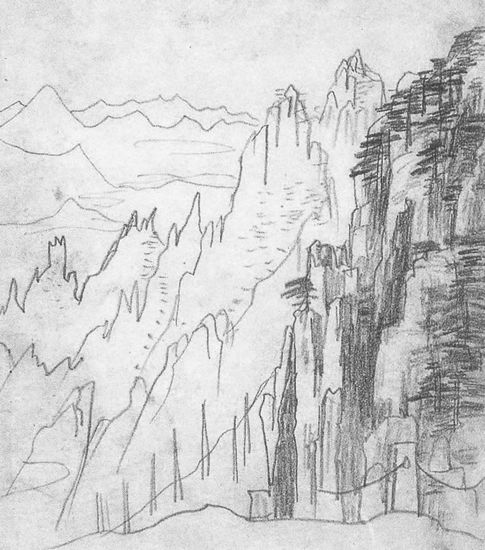 　林风眠1959年作黄山速写