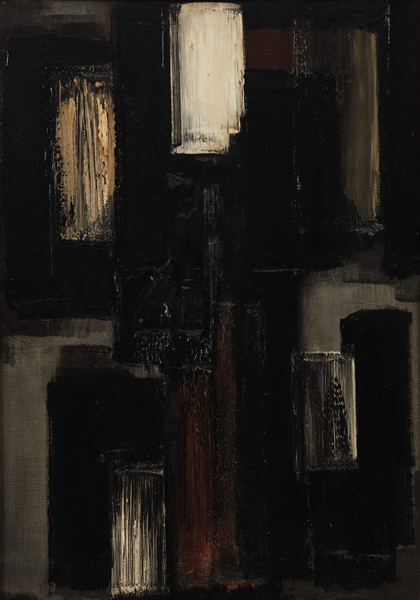 皮耶·苏拉吉（ PierreSoulages；1919 年生）《油画 92 x 65 cm，1955》