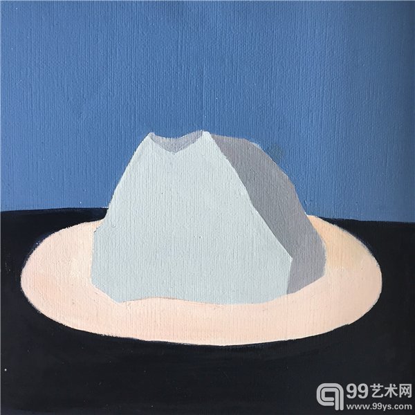 布面油画 餐盘上的石头 20x20cm 2016年