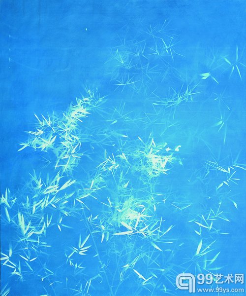 竹子,Bamboo(4).亚麻布蓝晒Cyanotype on canvas 200X165cm.2015.9.23