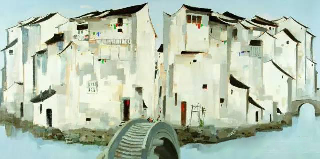 吴冠中  油画  周庄  1997年