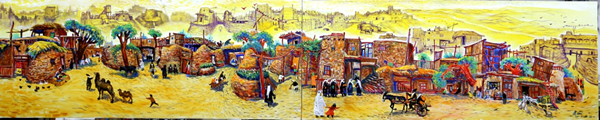 曹建斌  于田老城区   布面•油画  65X320CM  2016年