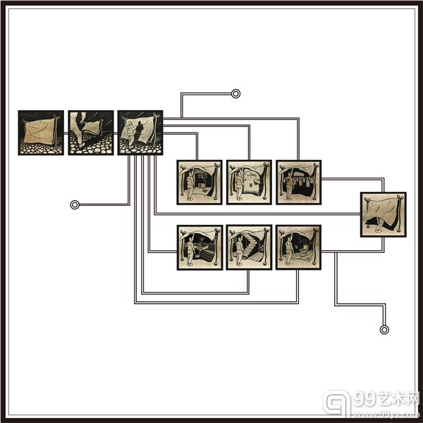 床单  黑白木刻（组画）  尺寸可变