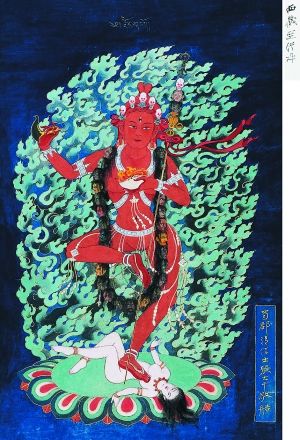 张大千 《空行母像》 成交价：6382万元　　北京保利拍品