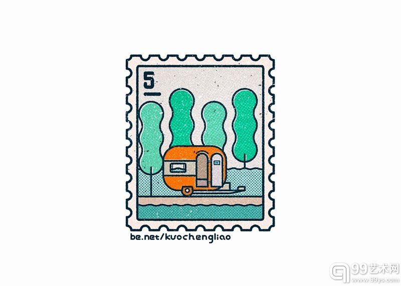 台湾插画师一组邮票主题插画 Dream House Ideas