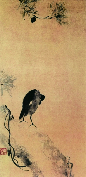 叭叭鸟图(国画) 南宋 牧溪 日本国立美术馆藏