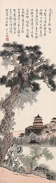 Lot 971 溥儒(1896-1963) 《颐和园景色》 立轴 设色纸本 约3.1平尺