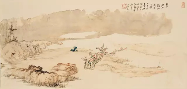 Lot 988张大千(1899-1983) 《野渡横舟》镜心 设色纸本 一九七四年作 约3.5平尺