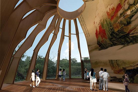 　　建筑从张大千作品中的诸多形态出发，衍生出独特的造型