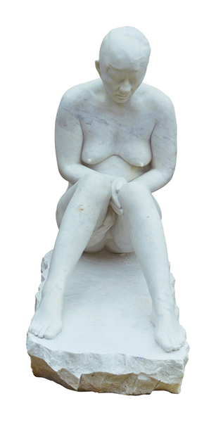 张大力 民工 雕塑(汉白玉)  105X47X102cm  2016年