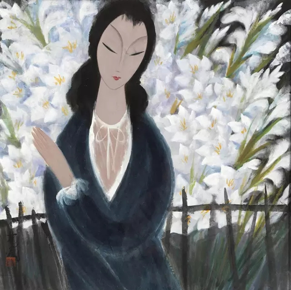 林风眠(1900-1991) 花前仕女