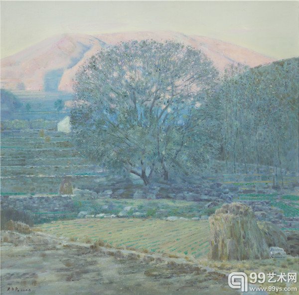 王力克，百花峪的早晨，布面油画，120x120cm