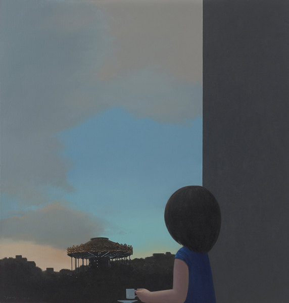 夕阳中的旋转木马