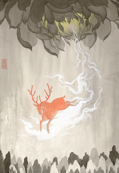 廖星君《妙法莲华》系列 42×30cm 水墨绢本 2016