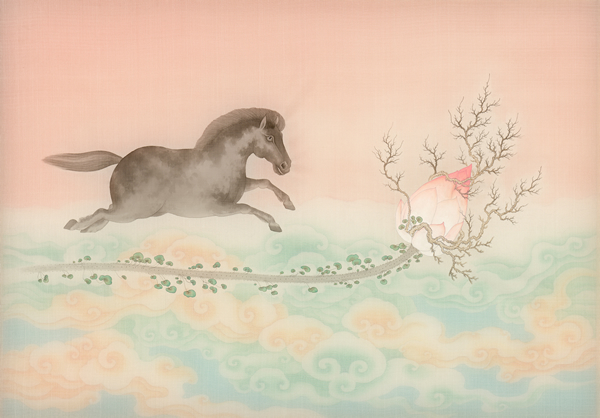 廖星君《妙法莲华》系列 65×43cm 水墨绢本 2016