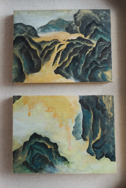 洪郁喜-山中 彩墨复媒 47x32cm-2016