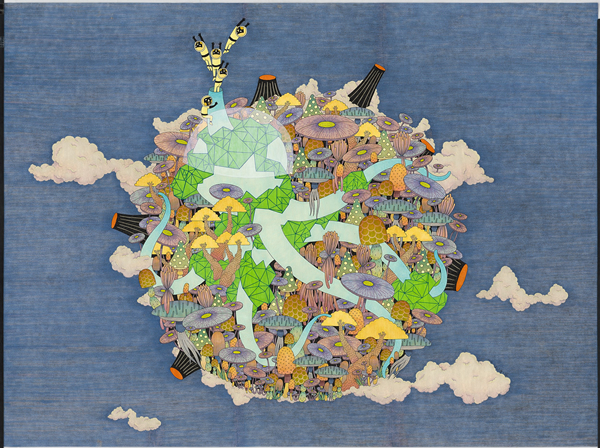 LW059林余庆＆魏杏谕《人造星球4号｜Artificial Planet No.4》80x110cm,复合媒材,2016