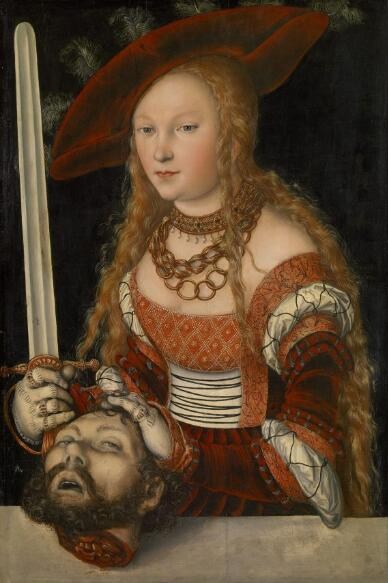 《茱蒂丝和荷洛芬尼斯首级》Lucas Cranach the Elder, Judith with the Head of Holofernes, 1530. oil on poplar wood, 87 x 56cm, Kunsthistorisches Museum, Vienna
