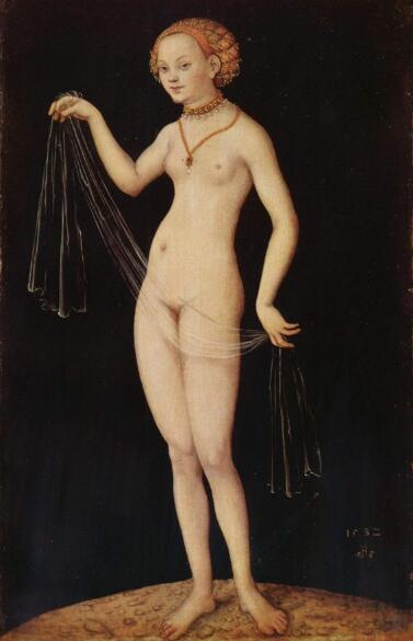 《维纳斯》Lucas Cranach the Elder, Venus, 1532, Mixed technique on panel, 37.5 x 24.5 cm , St?del Museum, Frankfurt