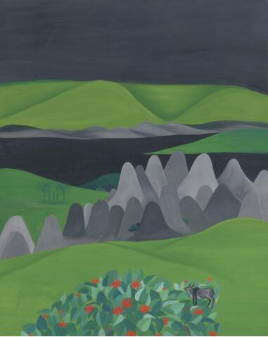 卡卡尔Bhupen Khakhar - BUFFALO AMONG FLOWER BED