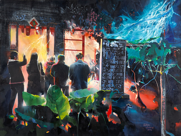 梦游症五号，油彩、画布，崔新明，2014。马凌画廊在上海西岸的新空间开幕战呈现了崔新明个展