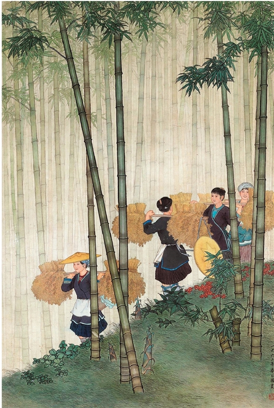 黎正国 一曲山歌一个坡 88×68cm 中国画 1963年