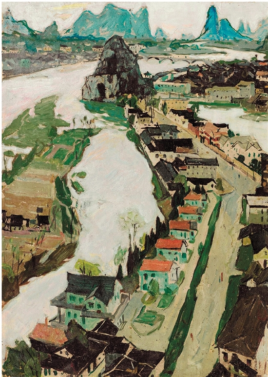 罗尔纯 桂林三月 48×34.5cm 油画 1971年