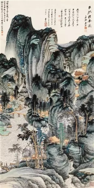 巨然晴峰图 立轴 设色纸本