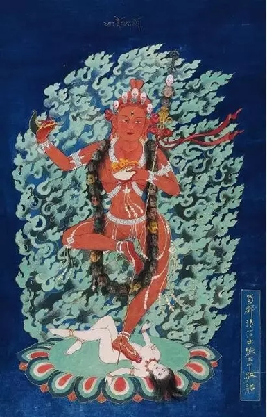 空行母像 立轴 设色描金纸本