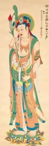 敦煌莫高窟初唐画大士像 镜框 设色纸本 1948年
