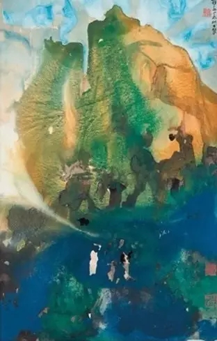 加州夏山 镜框 设色纸本 1967年