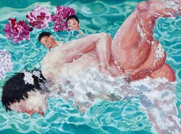 刘炜 《泳客》 150×200cm 布面油画 1994 北京匡时2016秋拍成交价：1437.5万元