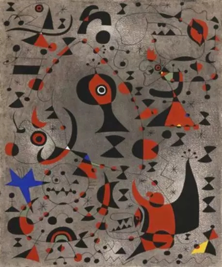 《面朝彩虹（Toward the Rainbow）》，胡安·米罗，纸上水粉、油彩，1941年。图片来源：大都会博物馆