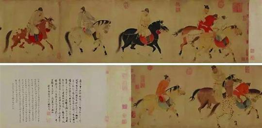 任仁发《五王醉归图卷》