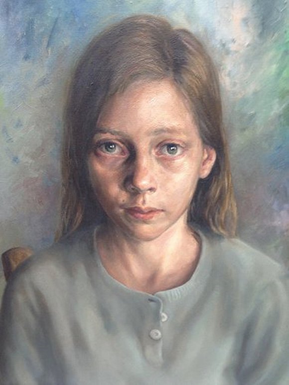 他13岁的外孙女梅琳娜的肖像画，Jules Linglin所作。伯格说：“如果你问我我是谁，那我想通过她的眼睛看我自己。” 图片来源：Jules Linglin/Kate Kellaway