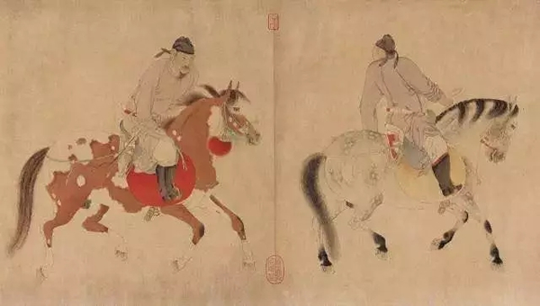 任仁发 五王醉归图（局部）