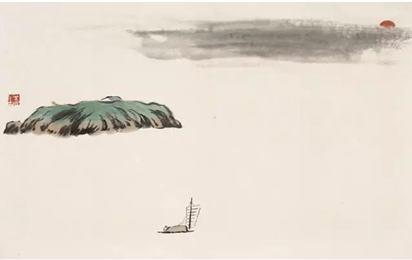 借山图之四 洞庭君山 30×48cm 纸本设色 1910年